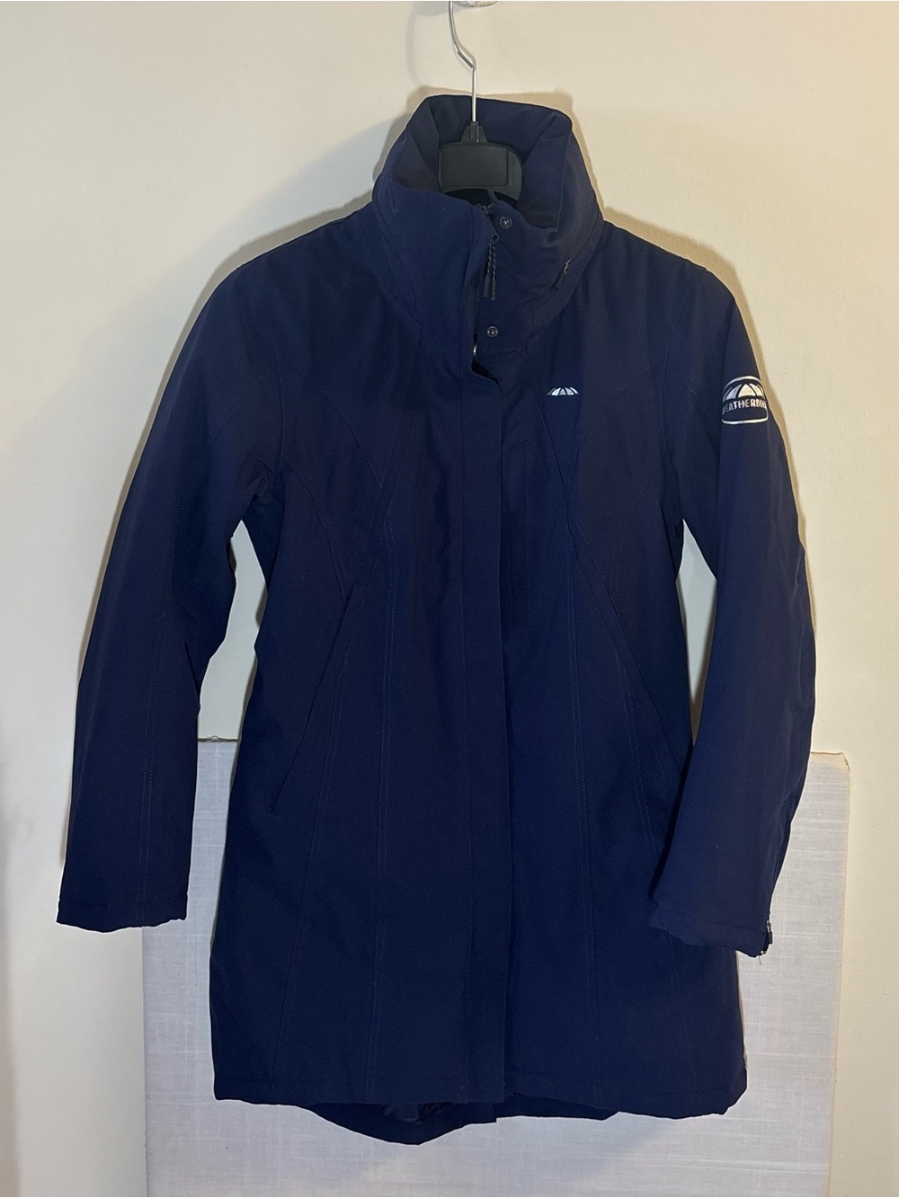 WeatherBeeta Women’s Blue Hooded Parka Coat Waterproof Breathable Windproof S